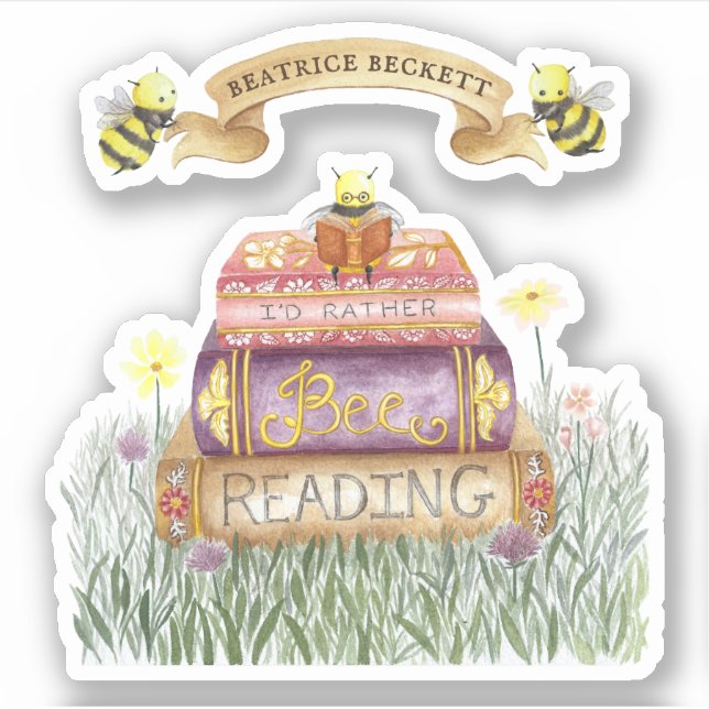 Niedliche Blüte Ich würde lieber Bienen lesen Buch Aufkleber (Vorderseite)
