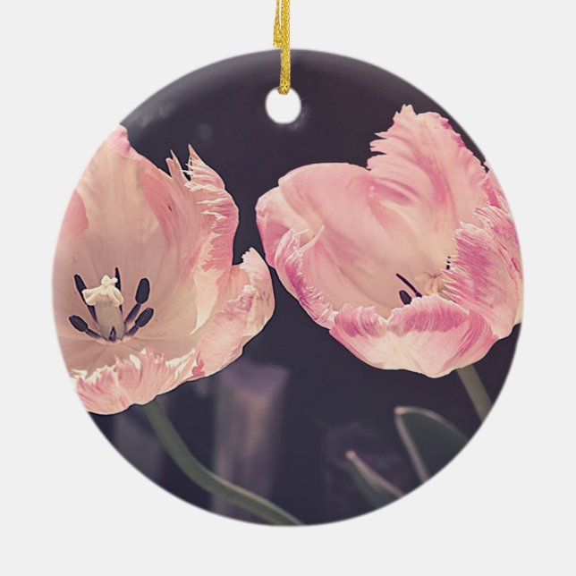 Niedliche blutende Tulipen - Personalisiert Keramik Ornament (Hinten)