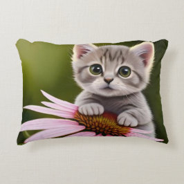 Niedliche Blütenkatze Dekokissen