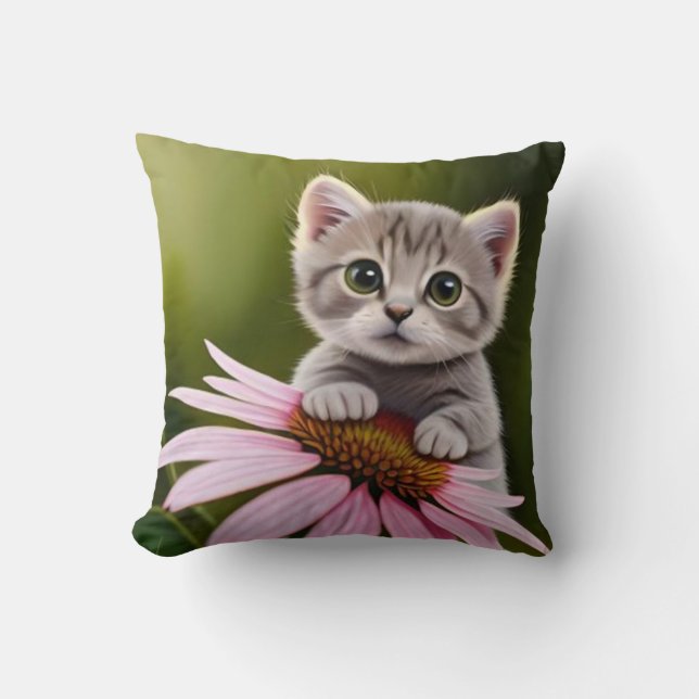 Niedliche Blütenkatze Kissen (Vorderseite)