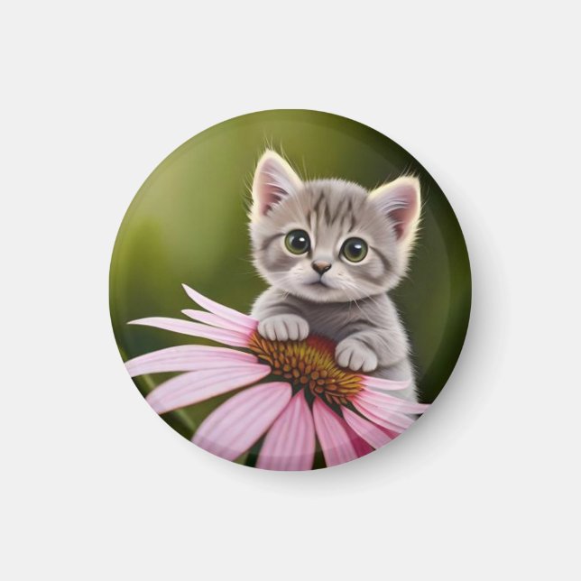 Niedliche Blütenkatze Magnet (Vorne)
