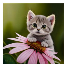 Niedliche Blütenkatze Poster