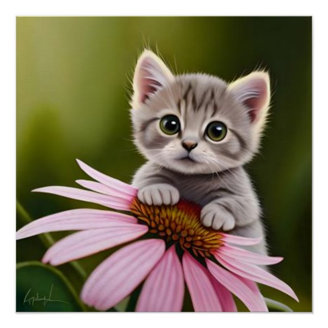 Niedliche Blütenkatze Poster (Vorderseite)