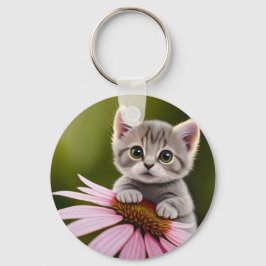 Niedliche Blütenkatze Schlüsselanhänger
