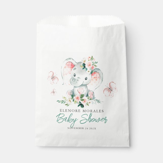 Niedliche Blütenlephant-Babydusche Geschenktütchen (Vorderseite)