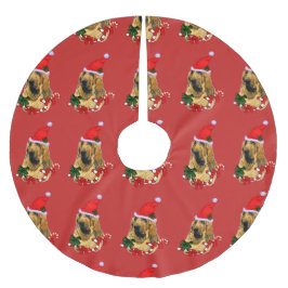 Niedliche Bluthund Weihnachten froh Polyester Weihnachtsbaumdecke