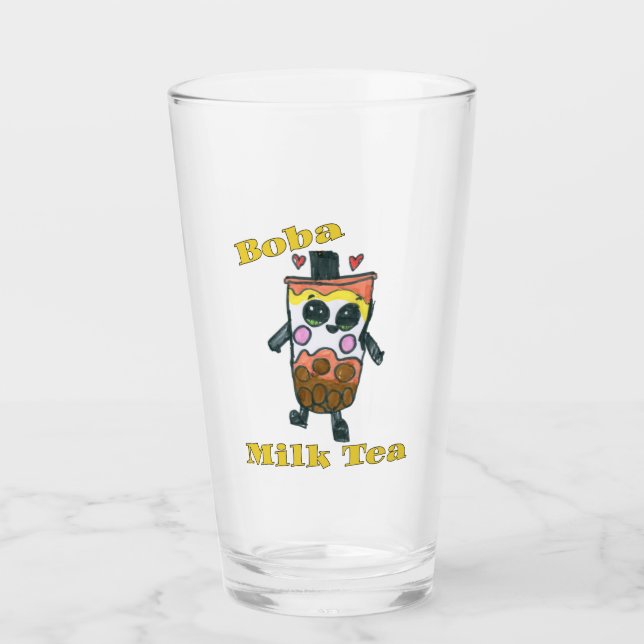 Niedliche Boba Milk Tea Kids (Taiwan Blubble Milk  Glas (Vorderseite)