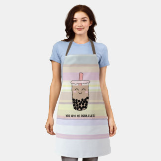 Niedliche Boba Milk Tea Pun All-over Print-Schürze Schürze