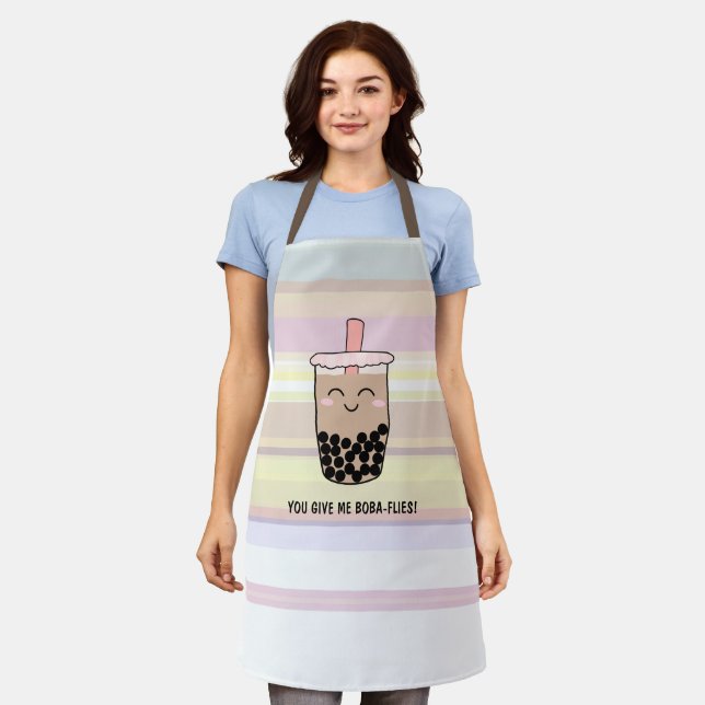 Niedliche Boba Milk Tea Pun All-over Print-Schürze Schürze (Getragen)