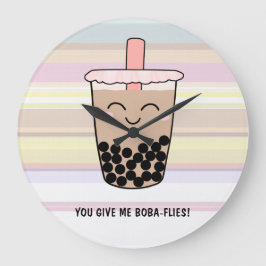 Niedliche Boba Milk Tee Pun Acrylmauer Große Wanduhr