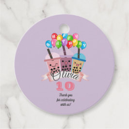 Niedliche Boba Tea Geburtstagsparty Danke für Ihre Geschenkanhänger