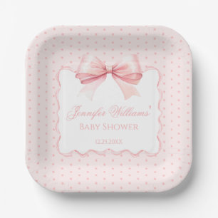 Niedliche böhmisch-rosa Bugband Babydusche Pappteller