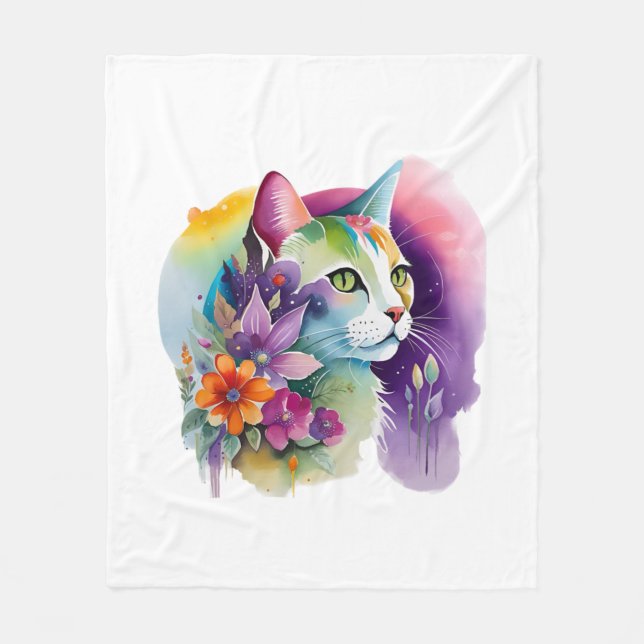 Niedliche Böhmische Katze Fleecedecke (Vorderseite)