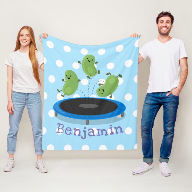 Niedliche Bohnen Springen Trampolin Cartoon Abbild Fleecedecke (Beispiel)