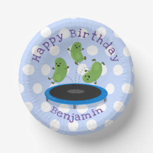 Niedliche Bohnen Springen Trampolin Cartoon Abbild Pappteller