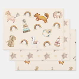 Niedliche Boho Babyduschenwaschpapier-Blätter Geschenkpapier Set