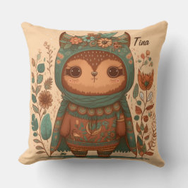 Niedliche Boho-Blütenuhu Kissen