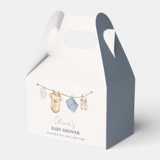 Niedliche Boho Clothesline Babydusche Geschenkschachtel (Vorderseite)