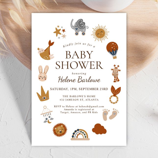 Niedliche Boho Geschlechtsneutrale Babydusche Einladung (Cute Boho Gender Neutral Baby Shower Invitation)