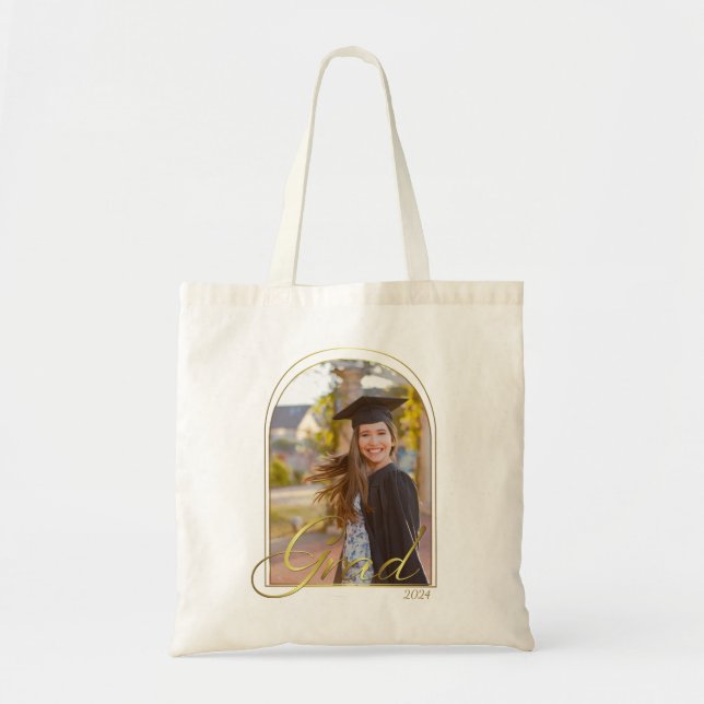 Niedliche BOHO Grad mit Golden Arch Foto und Jahr Tragetasche (Vorne)