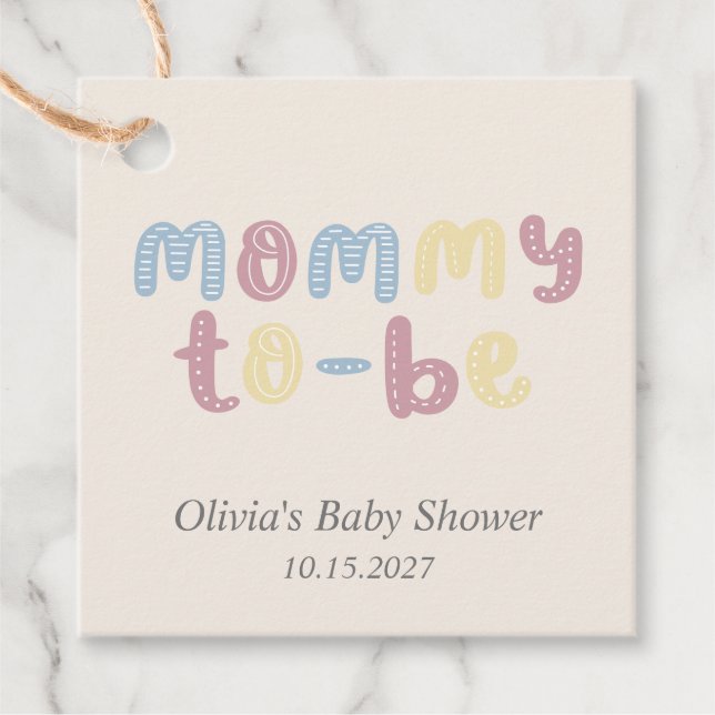Niedliche Boho Mommy als Babydusche Geschenkanhänger (Vorderseite)
