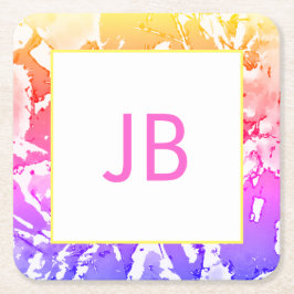 Niedliche Boho Ombre Monogram Custom Square Unters Rechteckiger Pappuntersetzer
