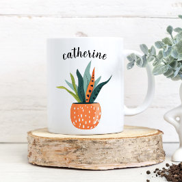 Niedliche Boho Personalisierte gepunktete Pflanze Kaffeetasse