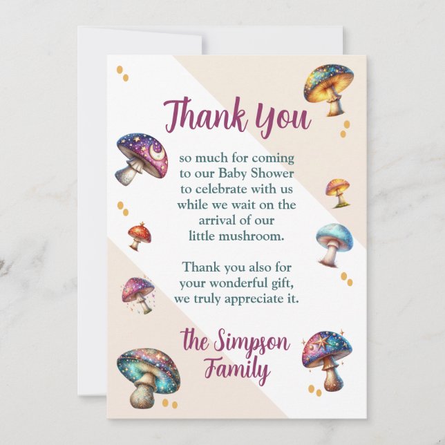 Niedliche Boho Pilze Babydusche Einladung (Vorderseite)