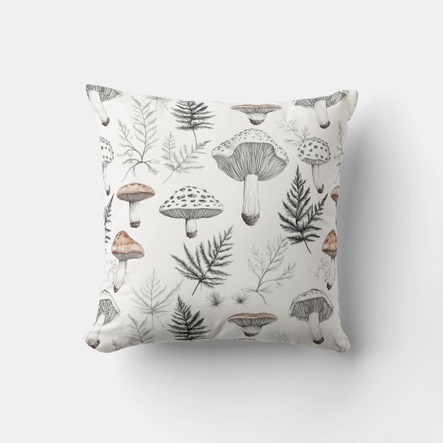 Niedliche Boho Pilze Verlasst botanisches Kissenpi Kissen (Vorderseite)