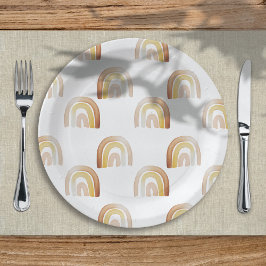 Niedliche Boho Rainbow Gender Neutral Baby Shower Pappteller