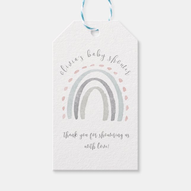Niedliche Boho Rainbow Girl Baby Dusche Geschenkanhänger (Vorderseite)