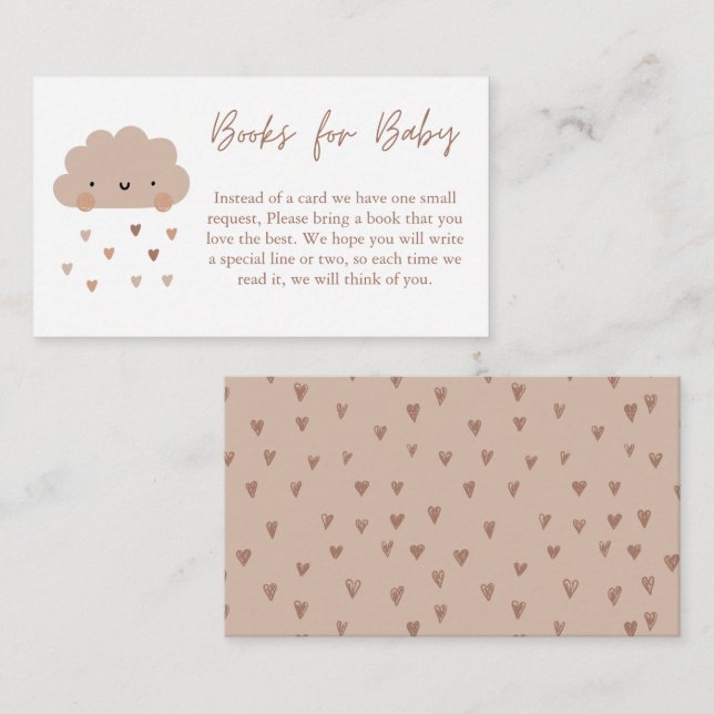 Niedliche Boho Regen Cloud Books für Baby Begleitkarte (Vorne/Hinten)