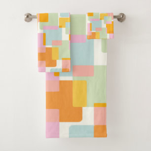 Niedliche Boho Retro Pastel Geometrische Form Badhandtuch Set