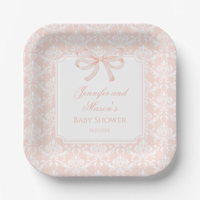 Niedliche boho rosa Bugband Babydusche Pappteller (Vorderseite)
