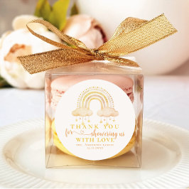 Niedliche Boho Whimsical Rainbow Girl Baby Dusche Runder Aufkleber