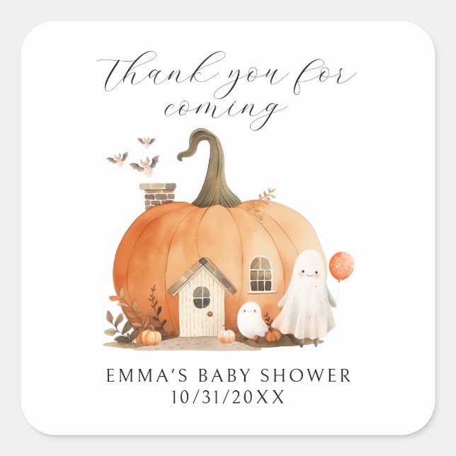 Niedliche Boo Baby Dusche Danke Quadratischer Aufkleber (Vorderseite)