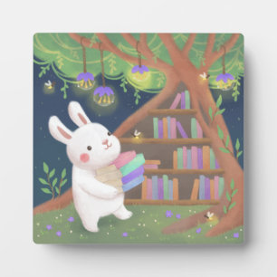 Niedliche Bookaholic Bunny Illustration Fotoplatte