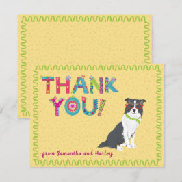 Niedliche Border Collie Dog farbenfrohe Blumenbrie Dankeskarte