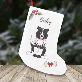 Niedliche Border Collie Dog Monogramm Kleiner Weihnachtsstrumpf