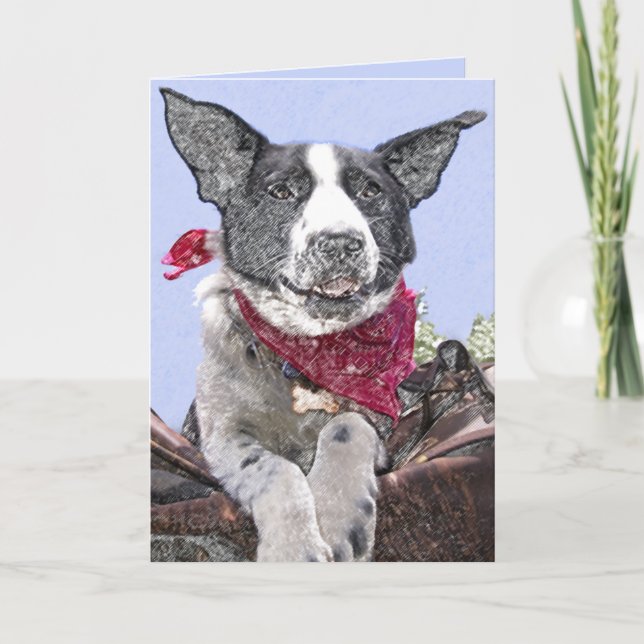 Niedliche Border Collie Mix Hund Sketch Kunst, Dic Karte (Vorderseite)