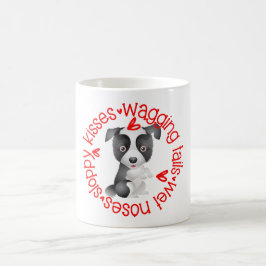Niedliche Border Collie, schlampige Küsse Kaffeetasse