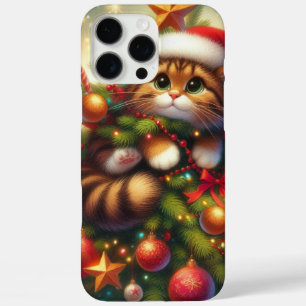 Niedliche, bösartige Katze im Weihnachtsbaum iPhone 16 Pro Max Hülle