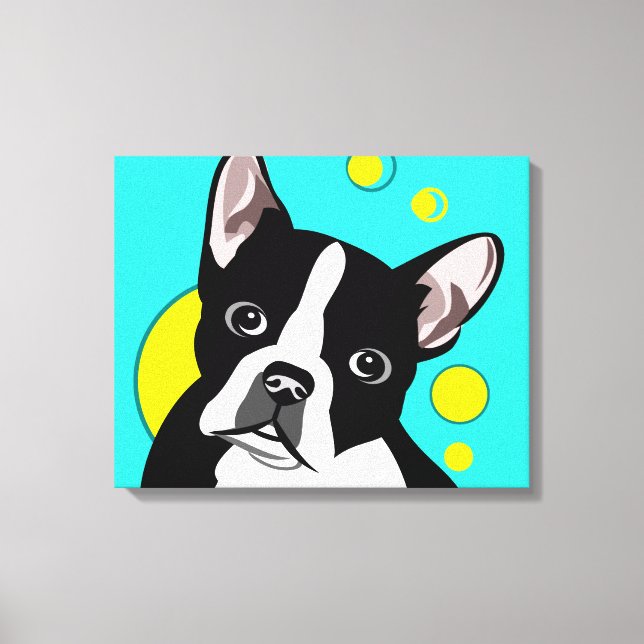 Niedliche Boston Terrier Leinwand Art (Vorderseite)
