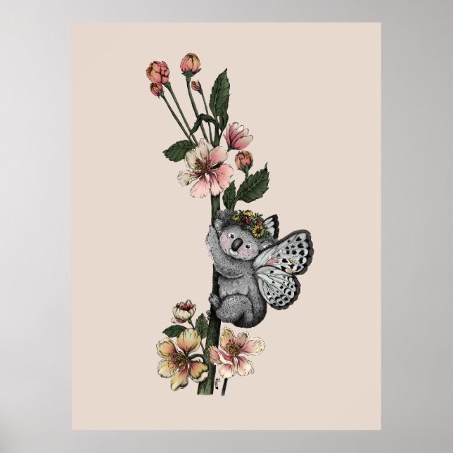 Niedliche botanische Koala Beary Watercolor Illust Poster (Vorne)