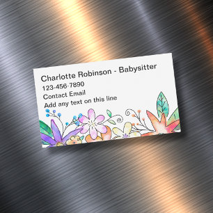 Niedliche botanische Visitenkarten für Babysitter Magnetische Visitenkarte