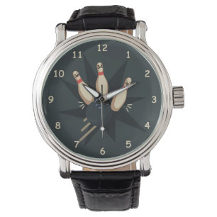 Niedliche Bowling Ball Striking erschreckte Button Armbanduhr