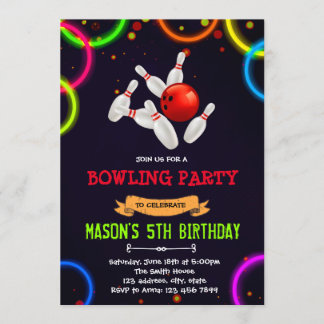 Niedliche Bowling-Party Einladung