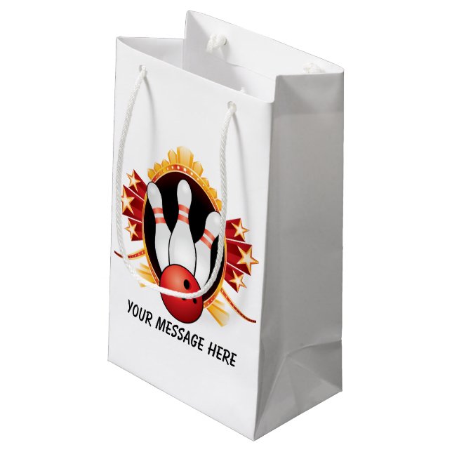Niedliche Bowling Party Sporttasche Kleine Geschenktüte (Rückseite Schrägansicht)