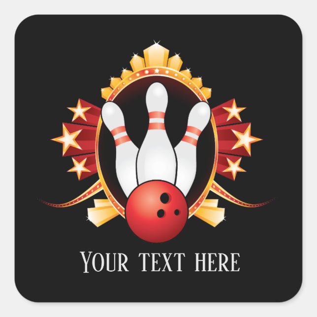 niedliche Bowling-Sportarten ergänzen Text Quadratischer Aufkleber (Vorderseite)
