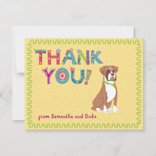 Niedliche Boxer Fun farbenfrohe Blumenbriefe Dankeskarte